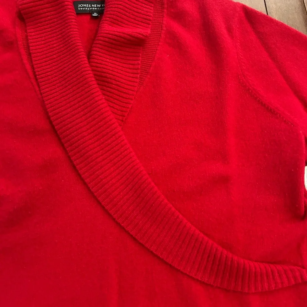 Jones New York Women's Red Cowl Neck 100% Cashmere Sweater Size XL - Picture 3 of 9